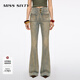 MISS SIXTY2025秋季新款牛仔褲女高腰復古做舊顯瘦超模褲喇叭褲 懷舊藍短版 25