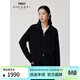 珍貝ZB/珍貝加厚純羊絨衫女翻領(lǐng)長(cháng)袖雙拉鏈針織開(kāi)衫外套2025新品31320 煙熏黑 厚款 2XL (115)