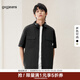 gxgjeans男裝短袖襯衫 夏季新款時(shí)尚工裝襯衣胸前大口袋設計 黑色 L (175)