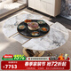 杰格森（JERGUSON FURNITURE）輕奢巖板伸縮餐桌可變圓桌帶自動(dòng)旋轉暖菜板電磁爐轉盤(pán)多功能飯桌 1.35/1.7米餐桌-[火鍋暖菜]+6椅