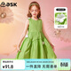 ASK JUNIOR女童裙子夏季兒童純色花朵連衣裙無(wú)袖小清新公主裙 綠色 120