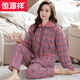 恒源祥純棉夾棉睡衣女冬季加厚三層保暖棉襖大碼中年秋冬天家居服 YZL-YMY4011 L (165)