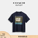 蔻馳（COACH）奧萊男士EVERYDAY拼貼裝飾棉質(zhì)型短袖T恤 海軍藍色 M