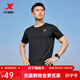 特步（XTEP）短袖針織衫男2025夏季新款戶(hù)外運動(dòng)跑步T恤速干上衣健身舒適短t 正黑色 L