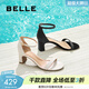 百麗（Belle）復古一字帶涼鞋女商場(chǎng)同款優(yōu)雅高跟涼鞋D8V1DBY5 黑色 37 (235mm)