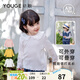 幼歌（YOUGE）嬰幼兒春季新款木耳邊翻領(lǐng)荷葉娃娃領(lǐng)甜美打底衫 白色 90 cm