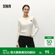 森馬（Semir）毛衣女冬季短款半開(kāi)襟刺繡修身套頭衫女生休閑簡(jiǎn)約風(fēng)顯瘦上衣 米白10301 2XL