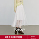 初語(yǔ)浪漫飄逸不規則半身裙女2025秋季新款蕾絲裙波嬉風(fēng)小白裙 白色 S