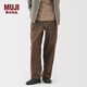 MUJI男式 水洗棉輕便工裝褲 男士長(cháng)褲子休閑褲男裝 25年冬季 AE109A5A 棕色 S （165/72A）