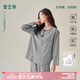 安之伴【柔軟入眠】100%純棉睡衣女款春秋季2026新款帶胸墊可外穿家居服 深花灰【內置胸墊-柔軟有彈性】 L