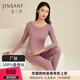 金三塔秋衣秋褲女100%蠶絲女士針織保暖內衣套8NYW0202 夕霧紫9982 XL