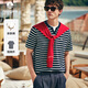Navigare時(shí)裝周同款小帆船男假兩件上衣2026夏新款條紋短袖T恤1325536601