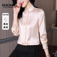 拉倫菲韻高端品牌真絲長(cháng)袖襯衫女2026春秋新款優(yōu)雅氣質(zhì)減齡桑蠶絲襯衣上衣 杏色 M
