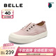 百麗（Belle）便捷免系帶帆布鞋女舒適百搭休閑板鞋B2747CM5 粉色 37 (235mm)