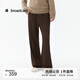 播松闊腿休閑褲女垂感顯瘦直筒褲子DDS4KD5163 O20栗殼 S