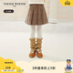 Teenie Weenie  Kids小熊童裝秋冬季款女童英倫格紋百褶羊毛半身裙 混色 120 cm
