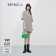 MO&Co.愛(ài)心織嘜刺繡落肩條紋短袖連衣裙氣質(zhì)高端裙子女摩安珂 杏黑條-第2批 S 160