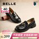 百麗（Belle）海鷗米色樂(lè )福鞋女皺皮商場(chǎng)同款通勤百搭鞋D7D1DAA5預售 黑色 36 (230mm)