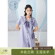 紫涵（ZIHAN）紫涵娃娃領(lǐng)短袖連衣裙女夏季新款多巴胺穿搭甜美減齡襯衫裙 清新紫 M