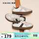 奧康（Aokang）官方女鞋 春季女鞋休閑鞋德訓鞋潮流板鞋米/杏39碼
