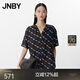 JNBY/江南布衣25夏新品襯衫短袖V領(lǐng)簡(jiǎn)約寬松含桑蠶絲5P4213380 202/暗咖系 M