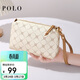 POLO手拿包女士手包大容量印花雙層手抓包百搭錢(qián)包零錢(qián)包生日禮物