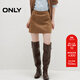 ONLY2025夏季新款A字麂皮絨感解構剪裁短裙半身裙女|12536S007 E12牛皮帶色 XL