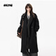 OEMG 韓系雙排扣毛呢大衣女男秋冬季高級感中長(cháng)款加厚保暖風(fēng)衣外套 黑色 【高品質(zhì)】 M [建議85-105斤]