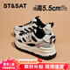 星期六（St&Sat）厚底老爹鞋女2026春秋新款增高運動(dòng)鞋女跑步顯腳小網(wǎng)面透氣休閑鞋 米黑 35