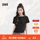 森馬（Semir）陳都靈|短袖t恤女輕盈一字蕩領(lǐng)上衣小性感2026夏季新款修身內搭 黑色90001 M