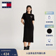 TOMMY JEANS【休閑舒適】春夏女裝純棉簽字印花寬松圓領(lǐng)T恤長(cháng)裙連衣裙 黑色BDS S （推薦：95-110斤）