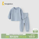 童泰（TONGTAI）寶寶內衣套裝春秋季男女童家居服上衣高腰褲子睡衣坑條藍色90cm