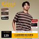 卡賓（CABBEEN）【創(chuàng  )意條紋】男裝高周波logoT恤25春夏新款時(shí)尚潮流短袖舒適 咖啡色65 S /165/46