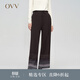 OVV秋冬熱賣(mài)女裝段染工藝精致時(shí)尚垂墜休閑針織闊腿褲 深棕花紋A3 M