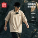 名創(chuàng  )優(yōu)品（MINISO）卡其色純棉短袖男T恤夏季美式復古百搭重磅潮流上衣男生寬松衣服 沙色(m咖色質(zhì)感胸標) L /175(正品保障)