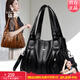 袋鼠卡拉2026新春新款品牌正品女包手提包挎包大包單肩包包女大容量托特包 黑色（送手包+卡包+禮盒）