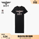 BOY LONDON【粉鉆薔薇】夏季女款直筒T恤裙翅膀黑色連衣裙W17015 黑色 M