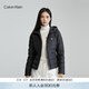 Calvin KleinJeans秋冬女休閑通勤撞色織帶連帽ck輕暖90絨排骨絎縫羽絨服外套 BEH-太空黑 XS