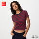 優(yōu)衣庫女裝圓領(lǐng)短T恤/條紋26春夏新款483535 17 棗紅色 XL