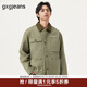 gxgjeans男裝 卡其色燈芯絨拼接巴恩風(fēng)牛仔夾克外套 25春新品 卡其色 XL (180)