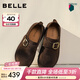 百麗（Belle）堅果拿鐵勃肯鞋女26春季新款商場(chǎng)厚底增高舒適復古休閑鞋F3V1DAA6 咖啡色 37