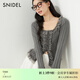 SNIDEL春夏甜美蕾絲花邊荷葉領(lǐng)修身針織衫上衣SWNT251216 灰色 均碼 (F)