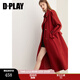 DPLAY2025年秋季新款休閑風(fēng)紅色風(fēng)衣女裝高級感長(cháng)款大衣外套上衣秋裝 果醬紅 M