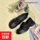 樂(lè )福鞋女2026新款春軟底白色小皮鞋女士平底單鞋職業(yè)女鞋面試鞋子 黑色 38