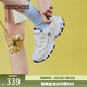 斯凱奇（Skechers）女鞋春季小白熊休閑鞋子厚底增高百搭運動(dòng)軟底老爹鞋99999863 白色/海軍藍色/WNV 37