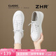 ZHR小白鞋女厚底增高休閑學(xué)生板鞋女免系帶兩穿女鞋 AH688 白色  37 