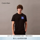 Calvin KleinJeans夏季男士休閑通勤ck撞色方框字母純棉內搭短袖T恤上衣 UB1-太空黑 L