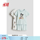 H&M【迪士尼系列】童裝女?huà)爰揖臃?5春季棉質(zhì)米奇睡衣套裝1142881 淺綠松石色/米奇老鼠 100 56(2-3Y)