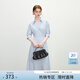 范思藍恩設計感收腰襯衫連衣裙2025夏裝新款正式場(chǎng)合面試裙子2274 藍色 M