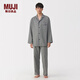 MUJI男式 無(wú)側縫法蘭絨睡衣男士家居服男款純棉套裝25年冬季 FB0ZDC5A 象牙色千鳥(niǎo)格 L (上裝175/100A下裝175/88A)